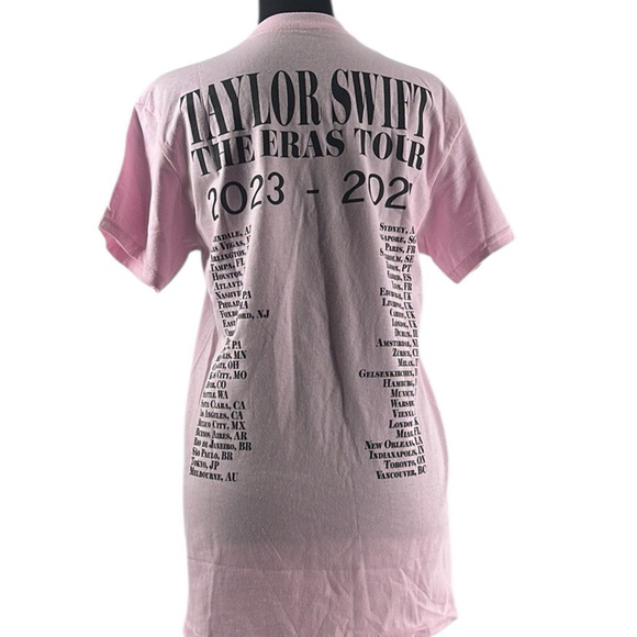 Taylor Swift The Eras Tour graphic concert tee shirt pink dates swiftie sz sm - Picture 8 of 11